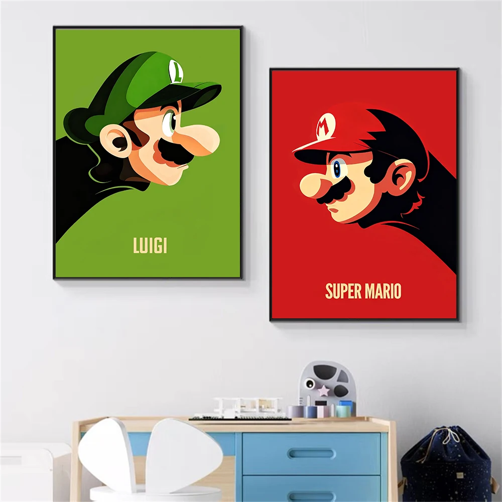 Póster de película Retro de Super Mario Bros. Mario Luigi, decoración del hogar, regalo para jugadores, póster artístico impreso en lienzo, regalo para niños, sala de juegos, diciembre