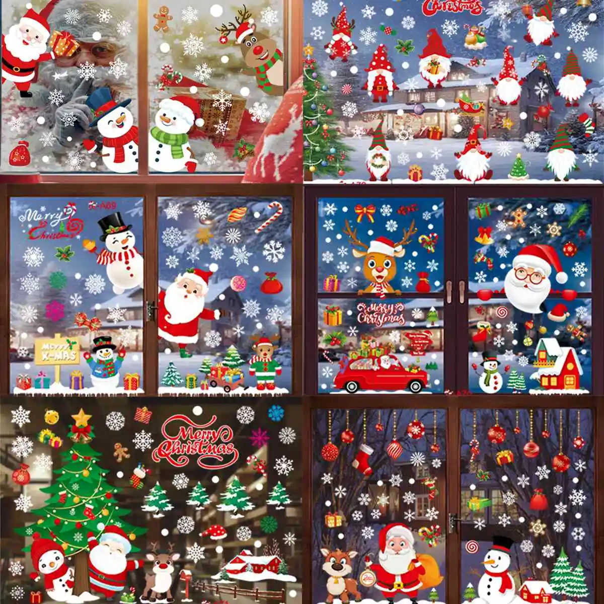 Christmas Window Stickers Wall Merry Christmas Decorations For Home 2024 Navidad Kerst Noel Natal Xmas Ornaments Decor New Year