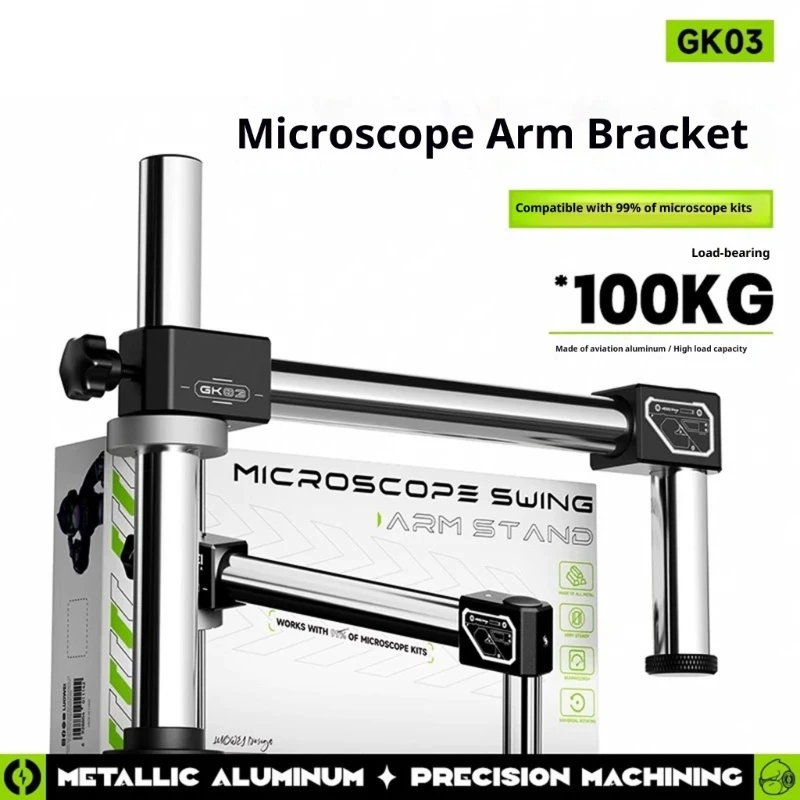 Precisions Double Arm Boom Stand Microscope Articulating Arm Stand With Smooth Focusing Mechanism Clamps Base A2BB