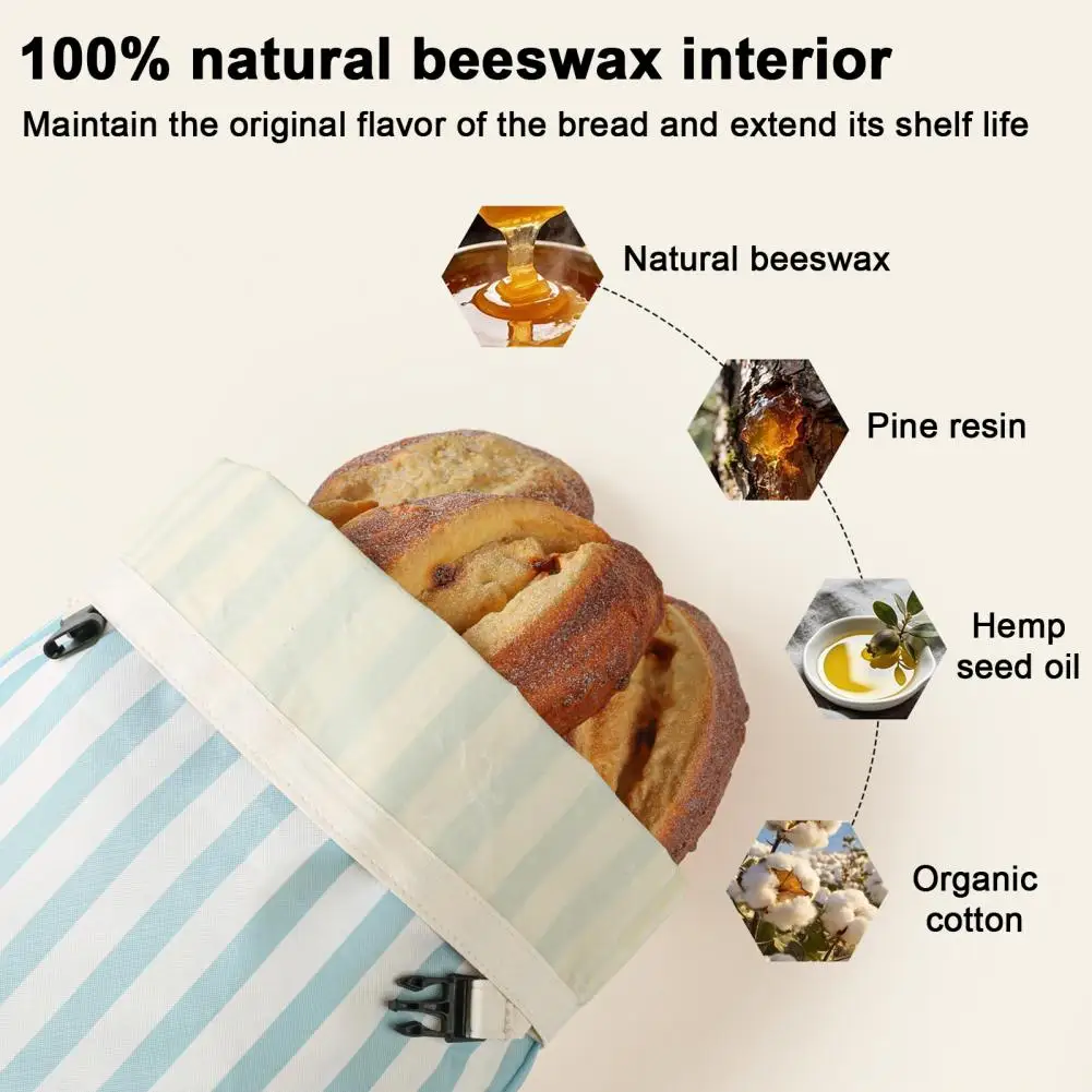 Beeswax Coated Bread Bag Oxford Cloth Beeswax Bread Bag Reusable Sourdough Storage Pouch Homemade Food Preservation for Freezer