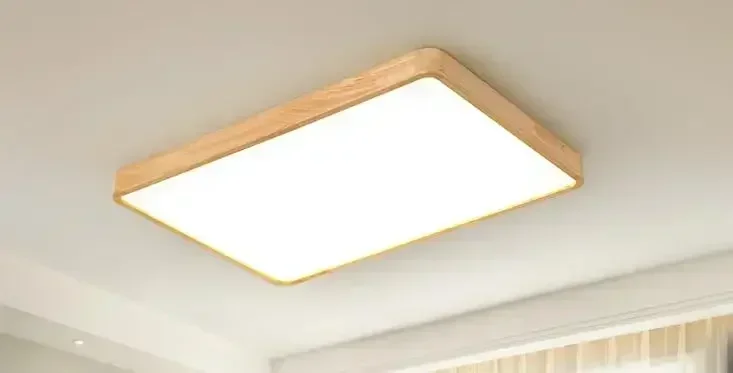 Living room ceiling light ultra thin led solid wood light small bedroom light simple modern rectangular atmosphere Nordic lamps