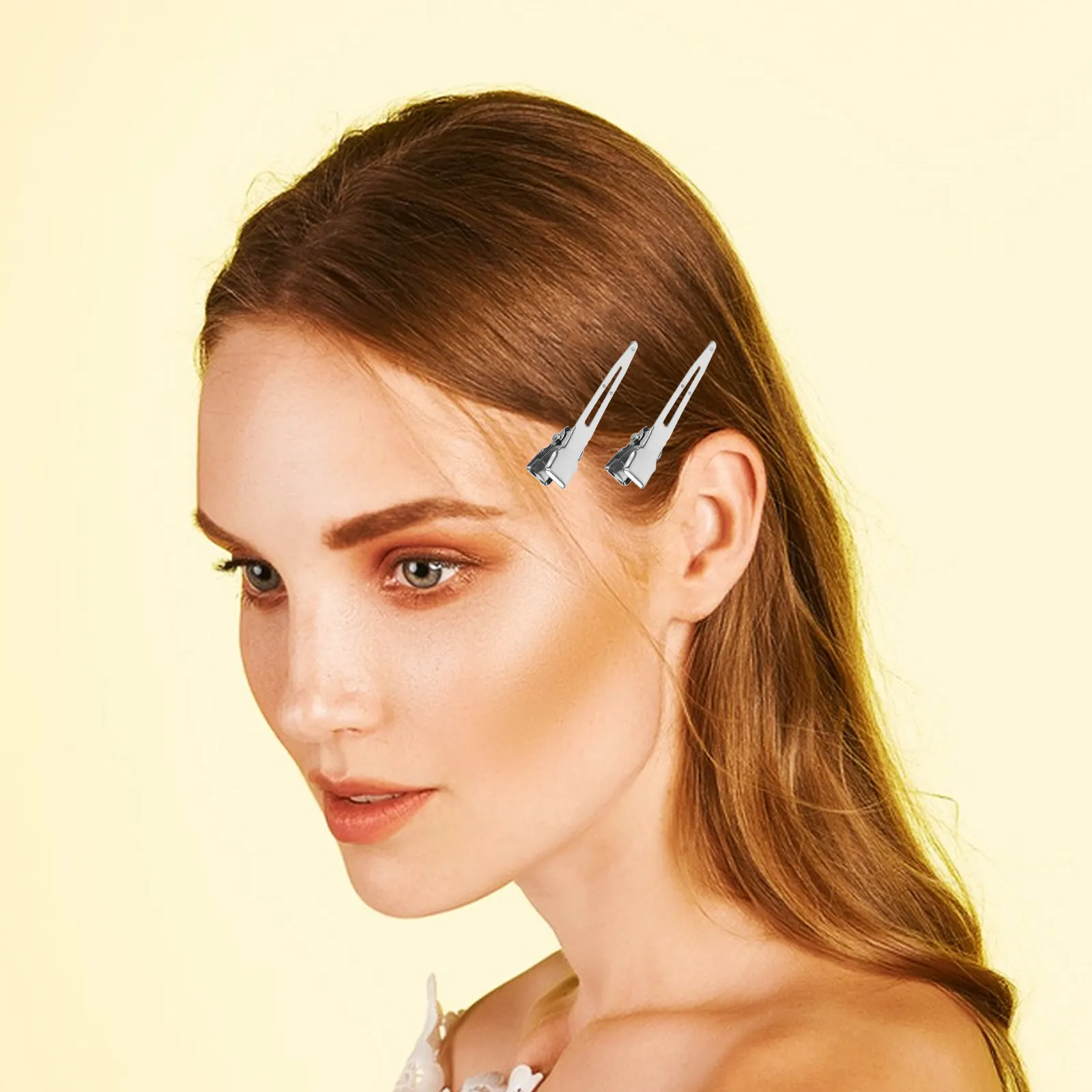 1Pack Metal Duck Billed Clips Stainless Steel Hair Clips Sectioning Styling Curl Holding Hair Tools Duck Billed