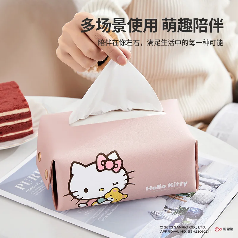 

Автомобильная коробка для салфеток Sanriou, чехол с поручнями, солнцезащитный козырек, удобная коробка для салфеток, может поднять и оснатить, автомобильные аксессуары Hello Kitty, подарок