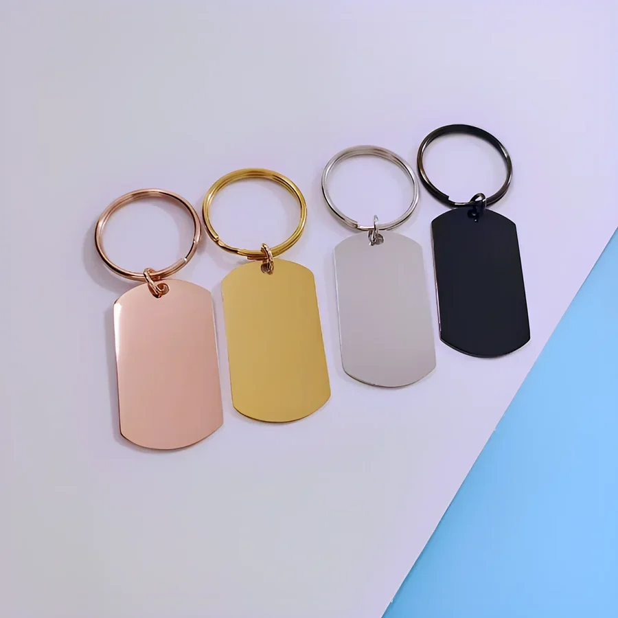 10Pcs Strip Bar Keychain Mirror Polish Stainless Steel Stamping Blank Keychain For DIY Custom Name Engrave Tags Keychain