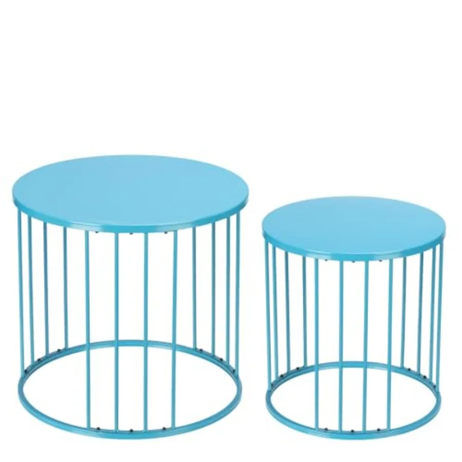 

Outdoor Side Table Set of 2 Metal Circle Accent End Tables for Balcony Backyard Garden Indoor Living Room Durable Nesting Coffe