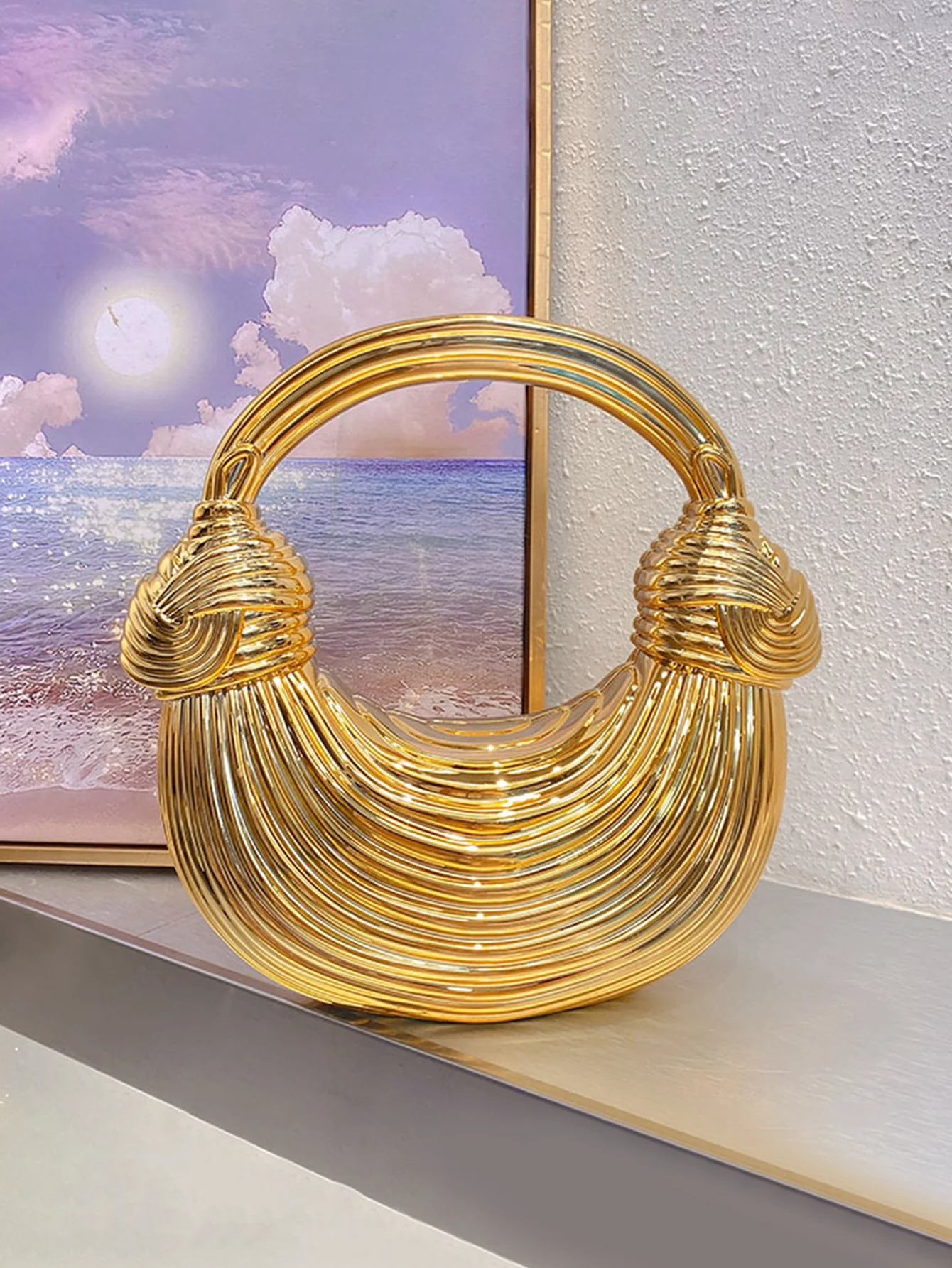 

Gold Luxury Designer Women Handbag Fashion Exquisite Evening bags with Removable Chain Strap&Magnetic Closure Mini Messenger Bag