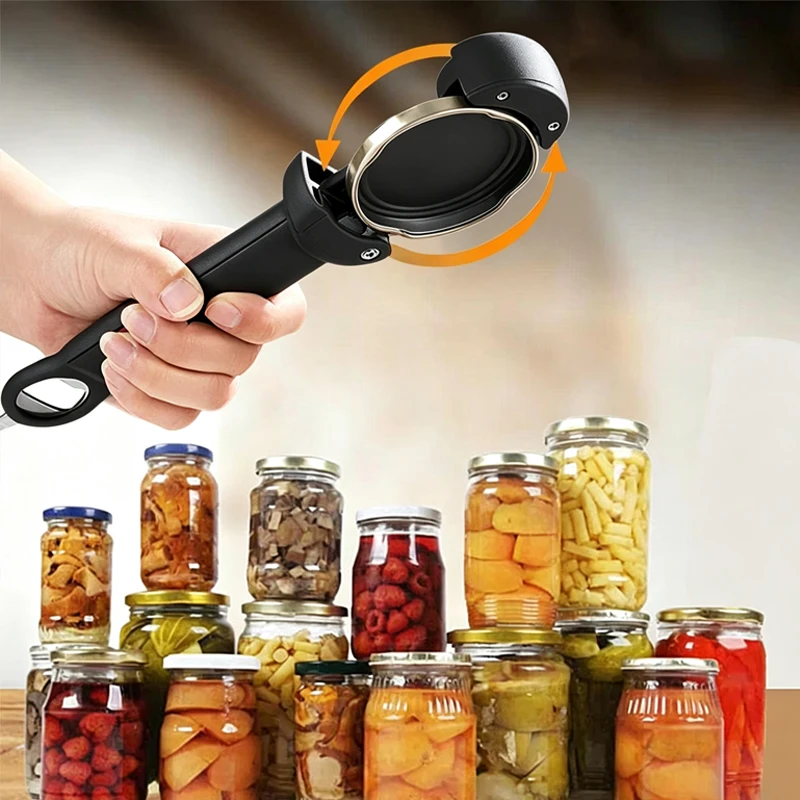 Arbeitssparender Dosenöffner, einstellbar 2,5-9,5 cm, multifunktionaler Glas- und Flaschenöffner, Edelstahl-Wein- und Bieröffner, Küchenzubehör