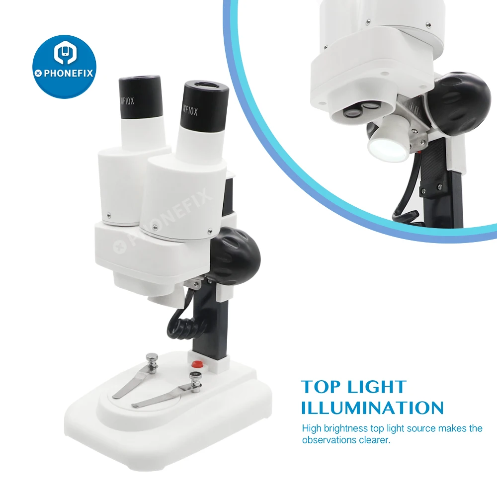 20X/40X Binocular Microscope LED Lights Biological Microscope Educational Student Science Research Jewelry Watching Microscopio