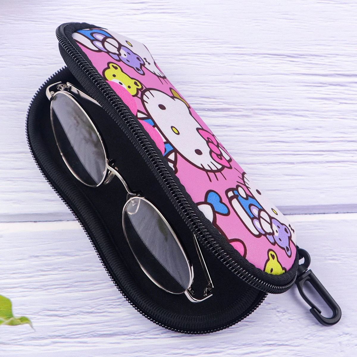 Cute Cartoon Pink Cat Glasses Soft Cloth Bags Sunglasses Bags Glasses Box Bag Women Zipper Fabric Eyeglasses Case Eyewear Case