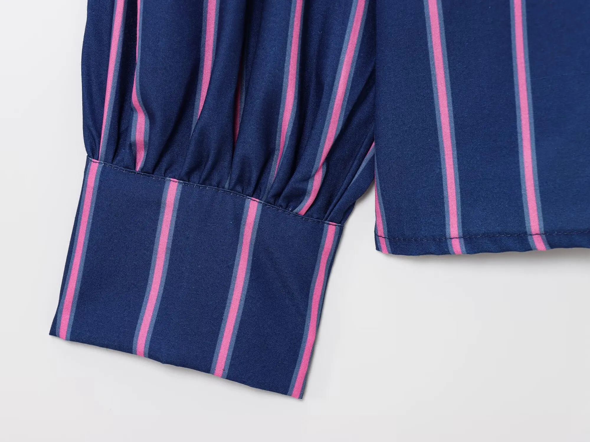 KONDALA شيك موضة 2025 قميص نسائي ربيعي مخطط بفيونكة قميص غير رسمي واحد الصدر بأكمام طويلة ملابس علوية فضفاضة عتيقة #6