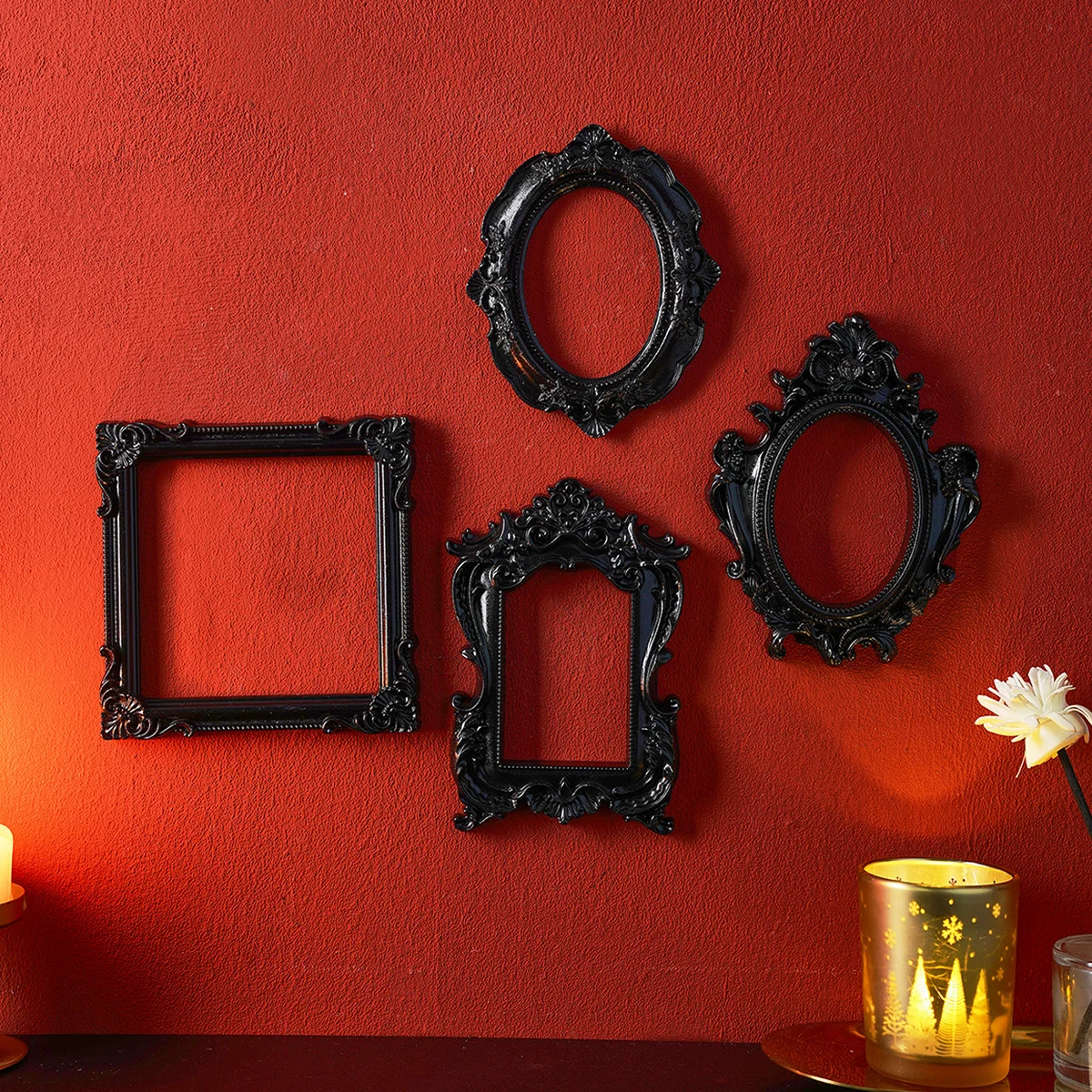 1PC, European-style Resin Material Black Gold-edged Prop Photo Frame, DIY Wall Decoration, Suitable for Shooting Props