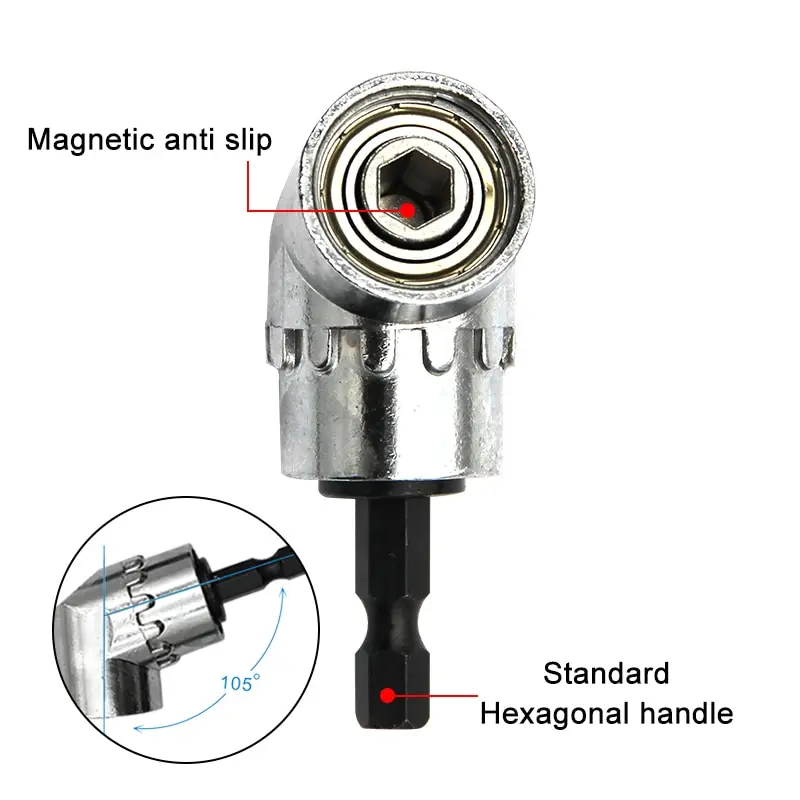 Buigschroevendraaierverbinding Zwart Zeshoekig Handvat Omzetting Stang 1/2 Vierkante Kop 3/8 Huls 1/4 Elektrisch Gereedschap Accessorie