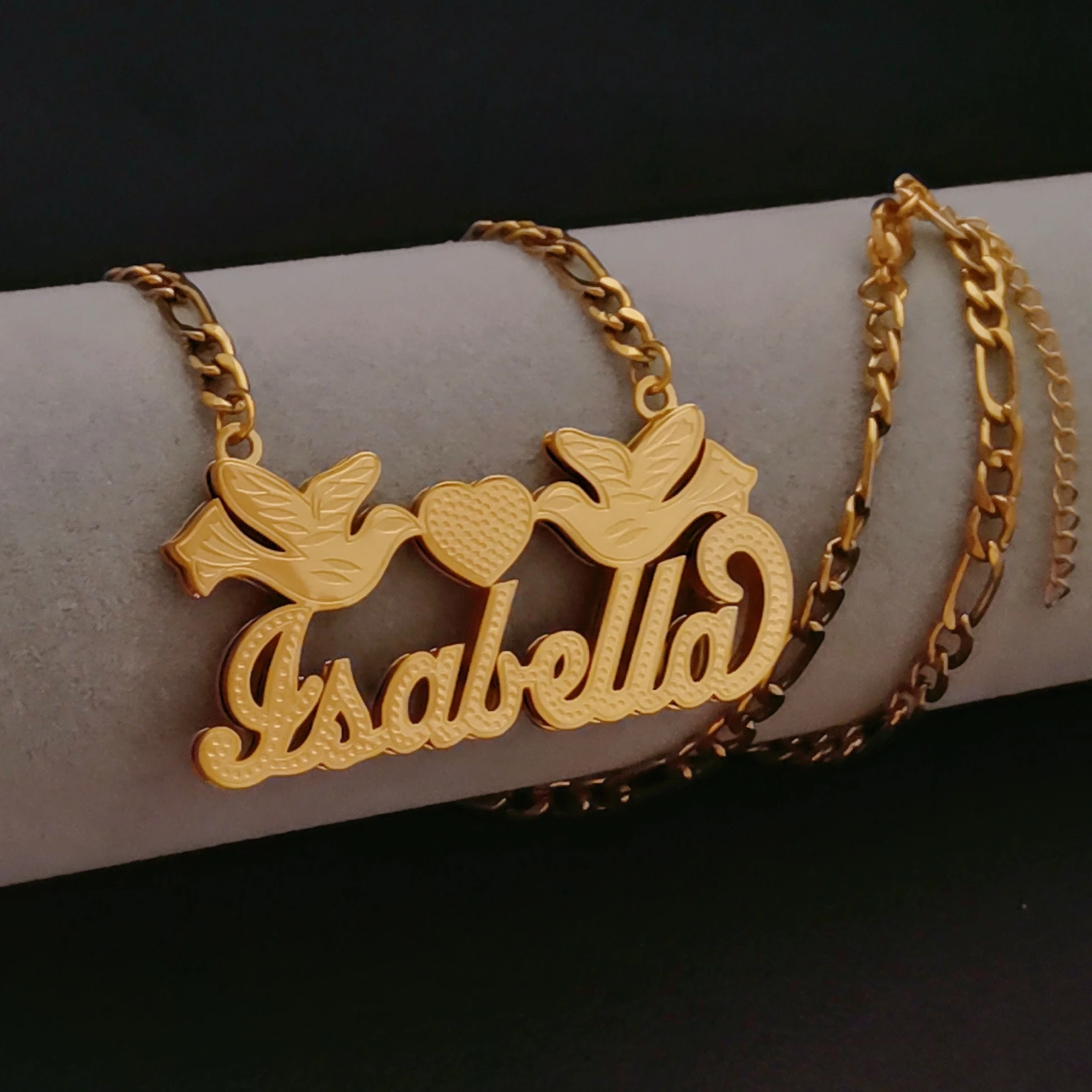 Personalized Name Necklaces Customized 3D Double Layer Necklace Gold Plated Nameplate Necklaces Dainty Jewelry for Women Men