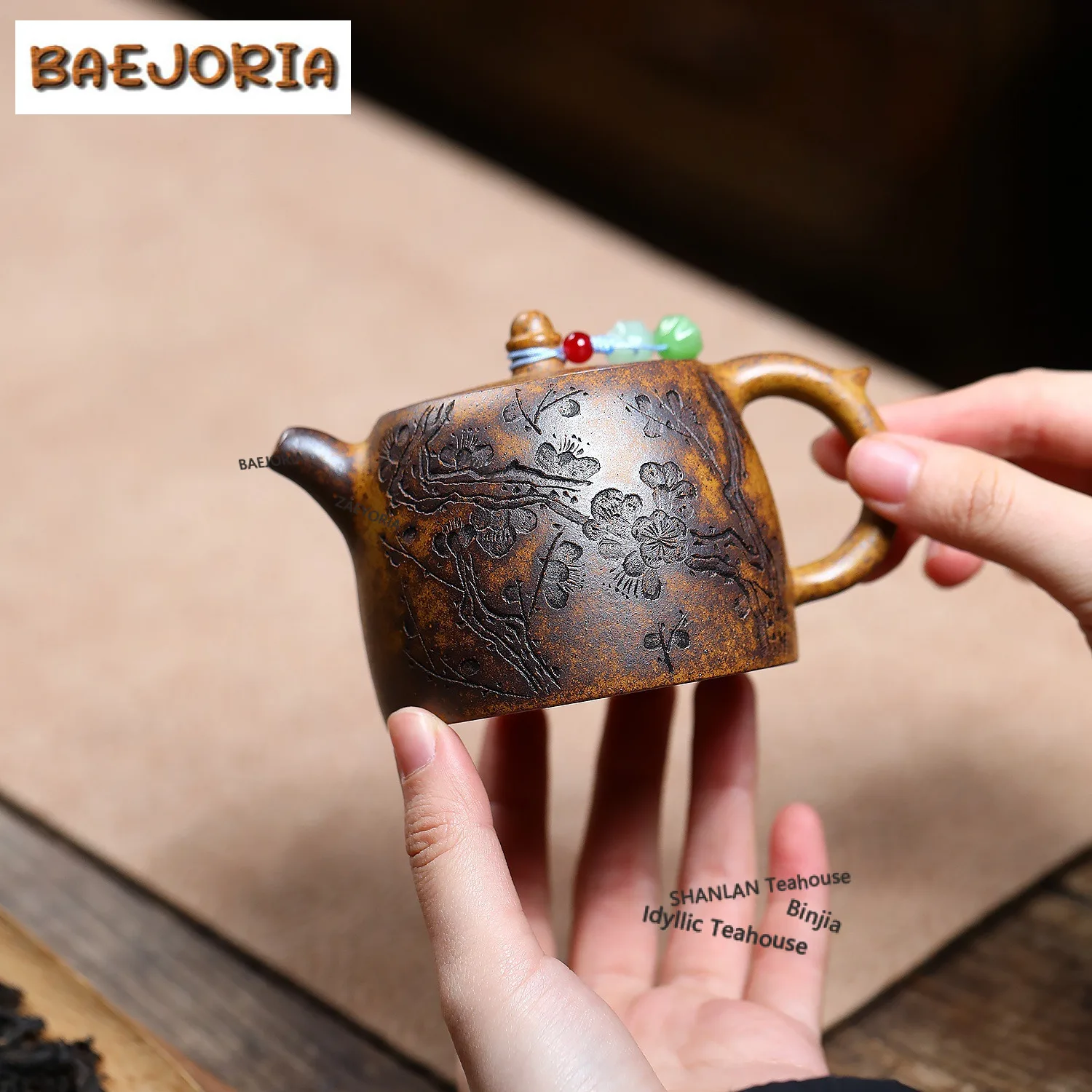 200ml Creative Yixing Purple Clay Teapots Handmade Well Fence Pot Raw Ore The Keel Gold Sand Mud Tea Maker Kettle Zisha Tea Set