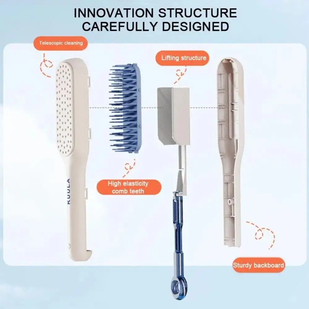 Self Cleaning Self Cleaning Hair Comb Gift Smoothing ABS Massage Hair Brush Anti-static Magic Retractable Comb