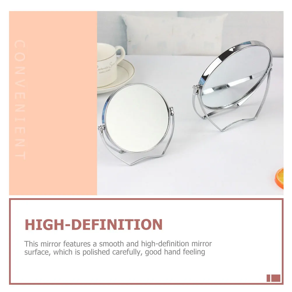 

Desktop Rotary Makeup Mirror Foldable Metal Design High Definition Clear Reflection Easy Maintenance for Bathroom Desk