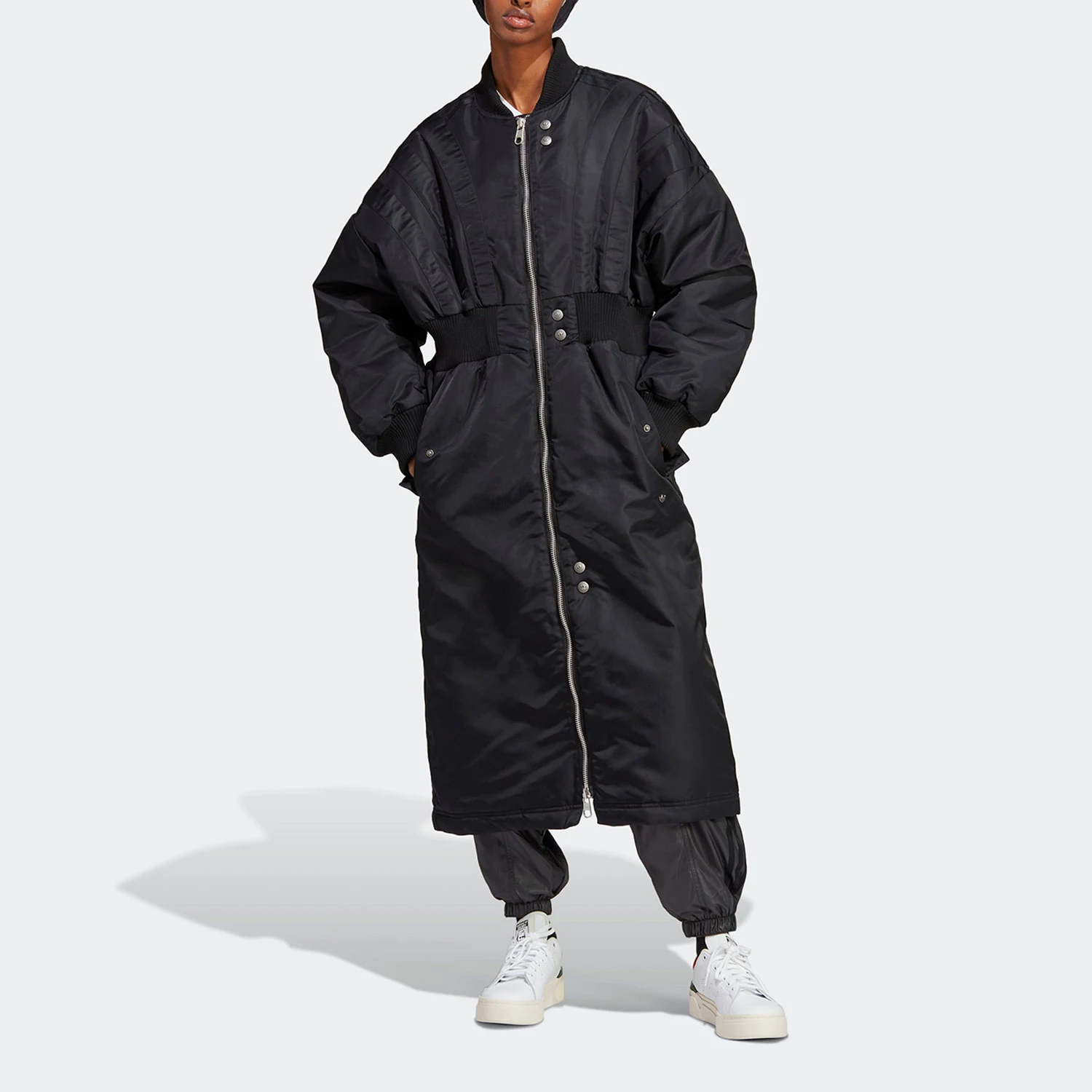 Adidas Authentic Three Leaves Women's Stripes Waist-Gathering Windproof Sports Jacket HR3415