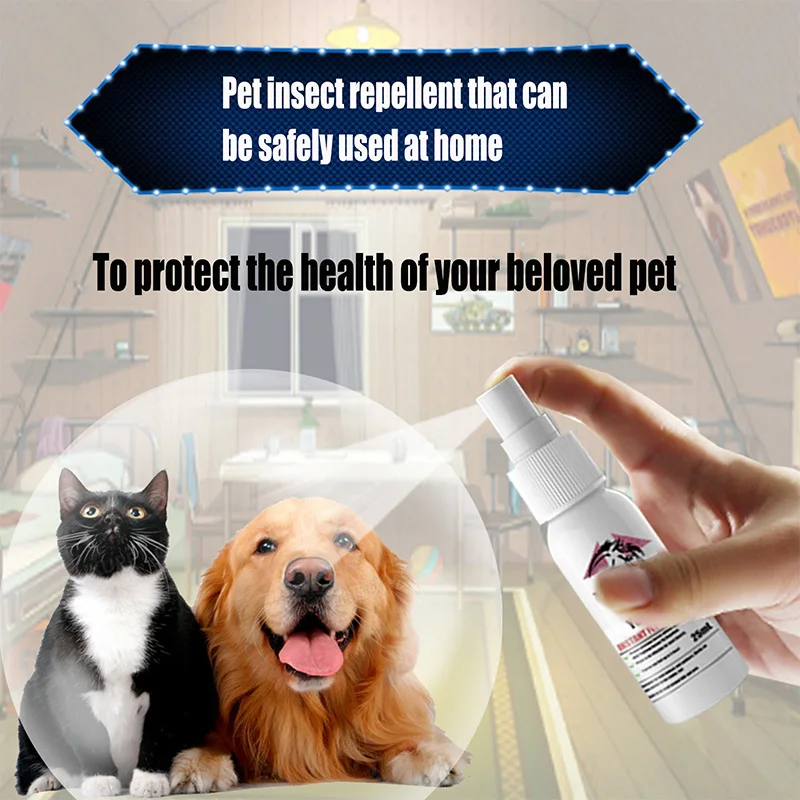 Flea and Tick Control Against Fleas for Cats Antiparasitic Dogs Pet Itching Stop Fighting Insecticicid Anti Spray Health Care