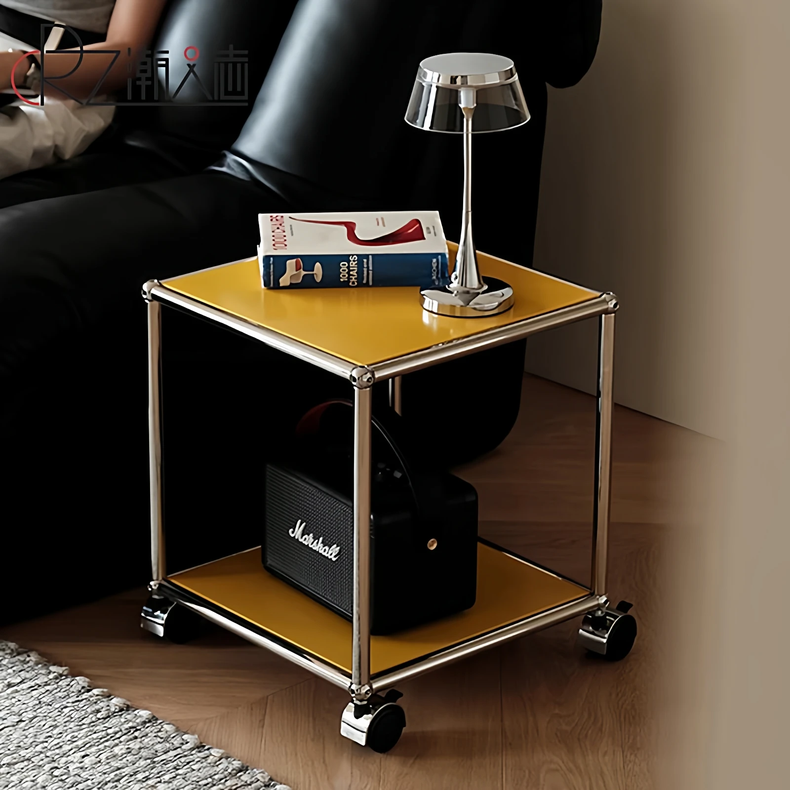 Medieval Small Apartment Module Coffee Table Movable Small Side Table Bedside Table Storage Cabinet