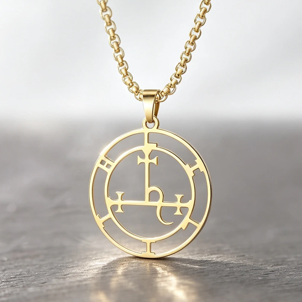 Sigil of Lilith Necklace Moon Phase Hecate Goddess Pendant for Men Women Greek Mythology Stainless Steel Wiccan Jewelry