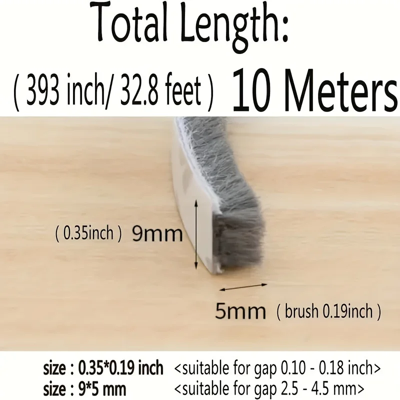 33-Foot long-lasting grey self-adhesive weatherstrips for doors and windows - soundproof, gap-tight, energy efficient, easy to i