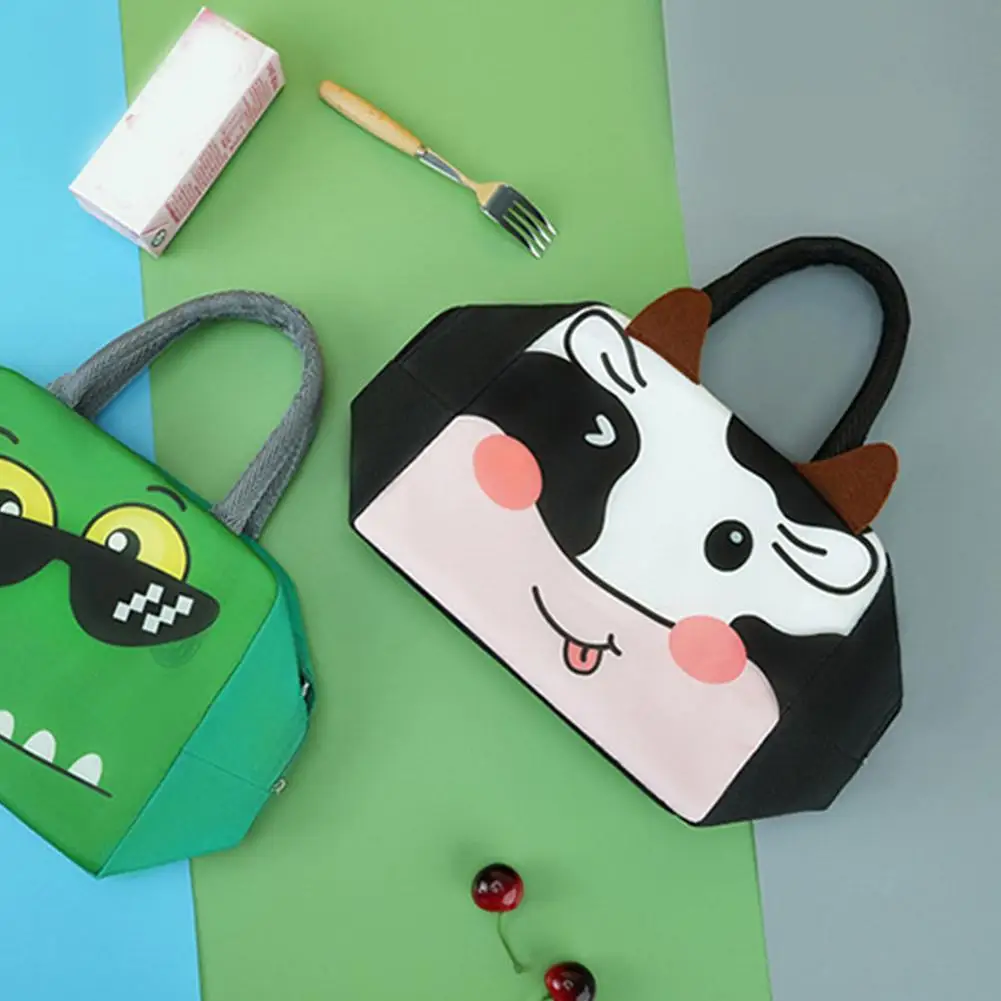 Portable Cartoon Stereoscopic Lunch Bag Thermal Thermal Bag Insulated Lunch Box Bags Lunch Box Accessories Oxford Cloth Tote Bag