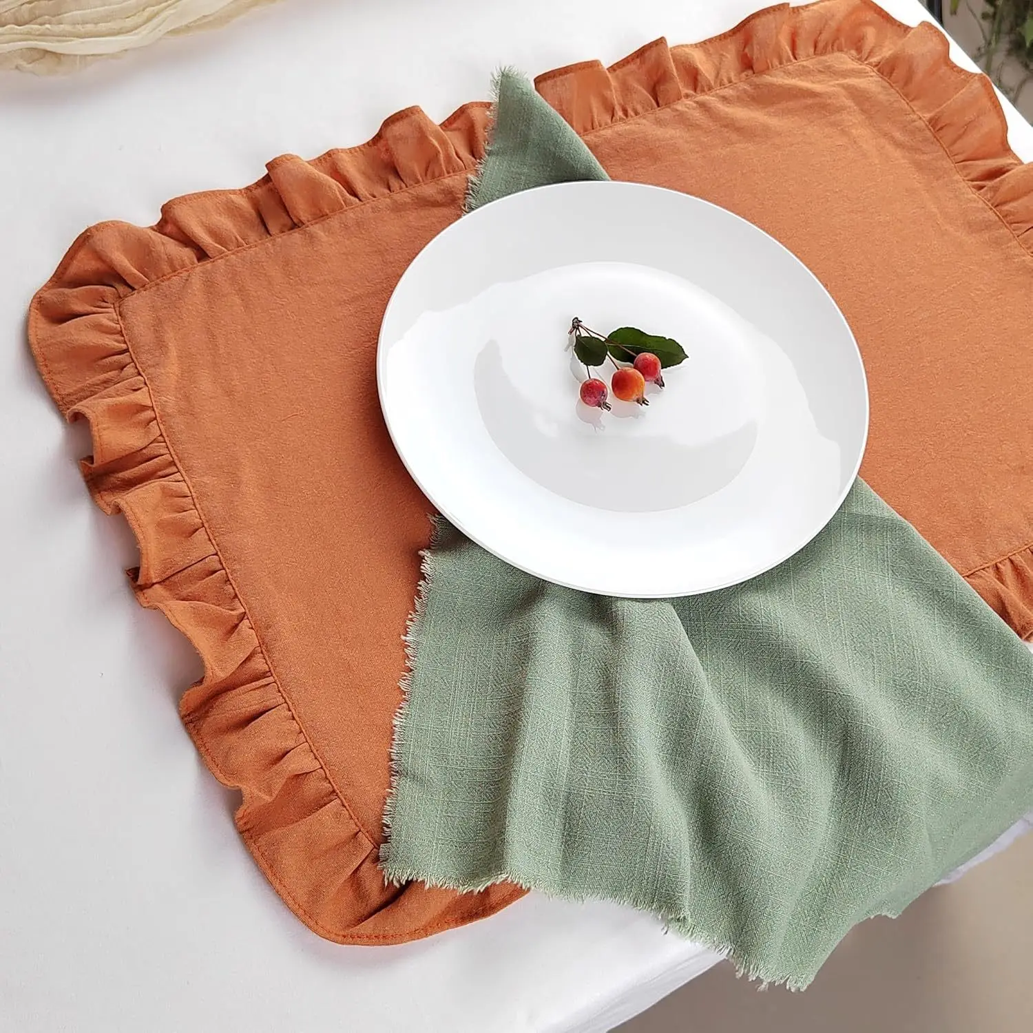 

10PCS Dinner Napkins Cloth 35x50cm Ruffles Tea Towel Parties Soft Handmade Cloth Napkins Cotton for Weddings Decoration Vintage