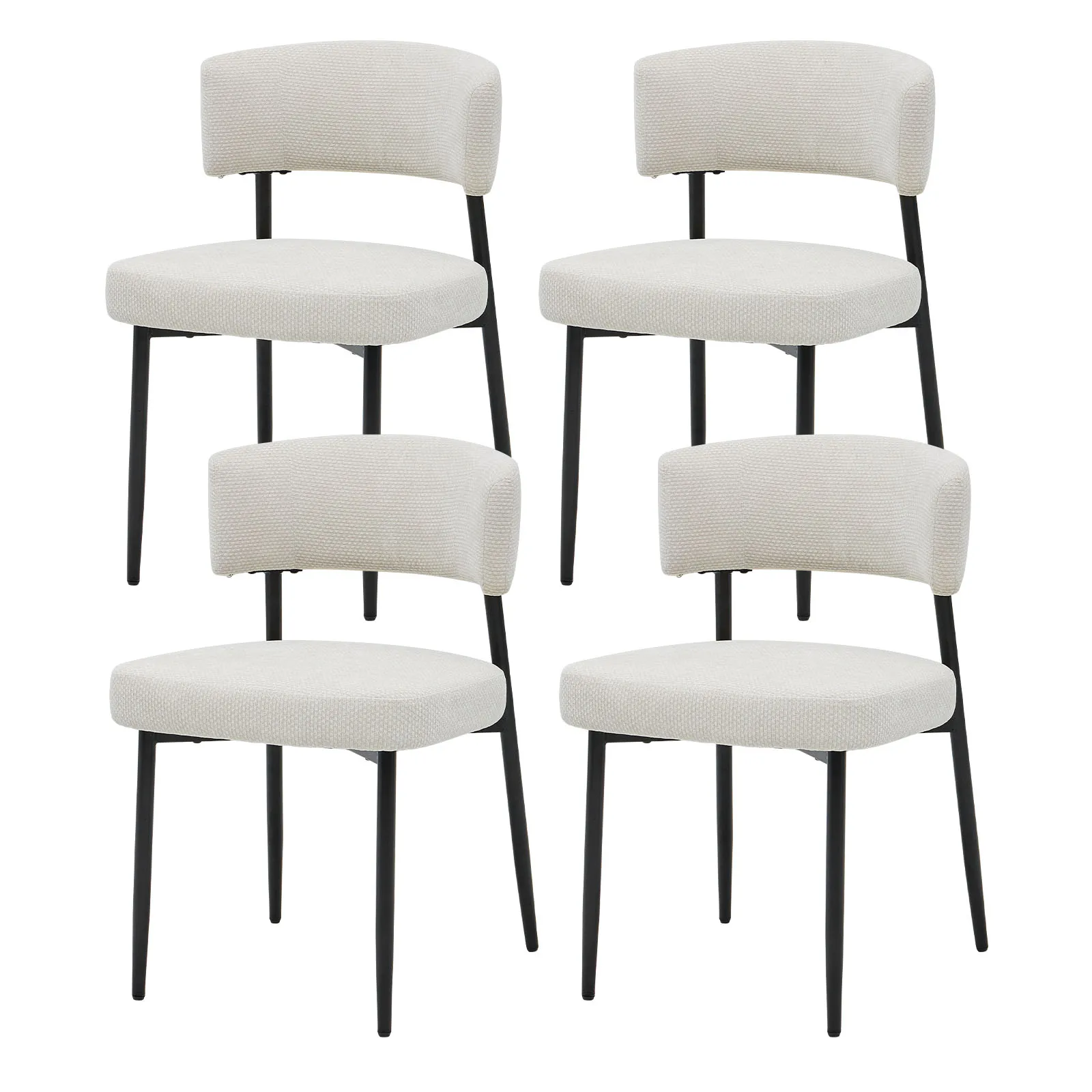 MCQ Ergonomic 4 Pack Office Chair Set Metal Frame 4IN Thickness Soft Cushion Lumbar Support High Backrest Heavy Capacity