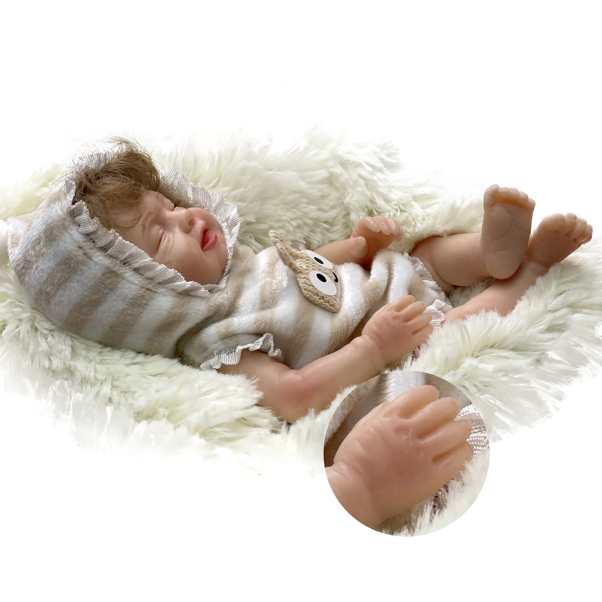 Anjo Doll 6 Cal miękkie stałe silikonowe Reborn Doll Mini Palm śliczne sen Bebe Reborn Doll zestawy peборн Bebê Reborn кукла пеборн