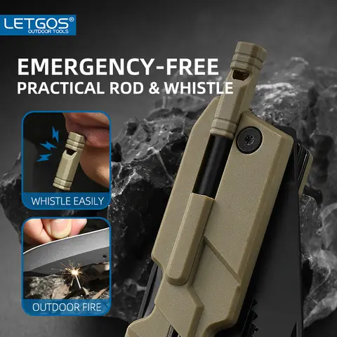 LETGOS Pocket Folding Knife, 22 in 1,Survival Gear EDC Rescue Tool with nylon sheath, Emergency, Camping, Hunting, Gift for dad