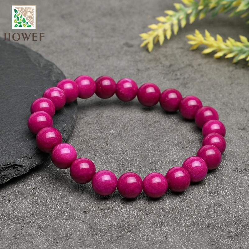 Purplish Red Chalcedony Jasper Bracelet Jewelry Natural Stone Stretch Couple Bracelet For Men Malachite Gem Beads 6/8/10/12mm