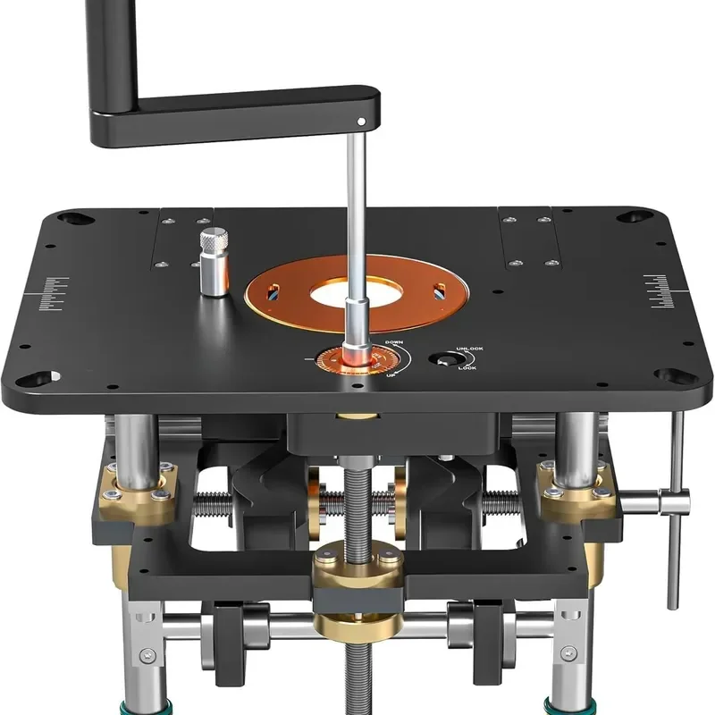 Router Lift Plate Adjustable Height Mechanism for Woodworking Fits 6.5cm to 10.7cm Diameter Routers Precision Control Tool