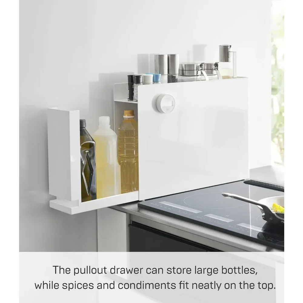 

Yamazaki Home Tower Seasoning Condiments Spice Rack With Drawer, Kitchen Food Storage Container - Steel