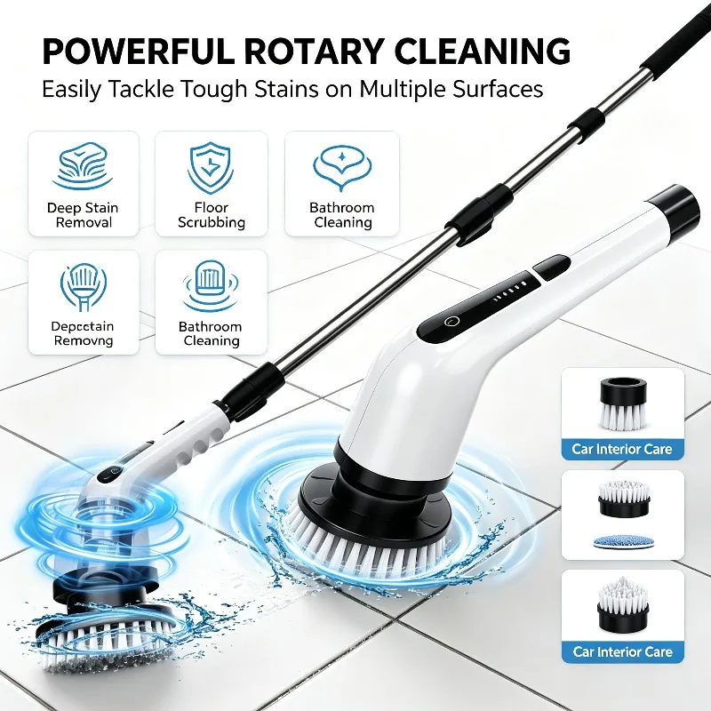 Multi functional household car wireless electric cleaning brush toilet kitchen retractable nine in one portable cleaning brush