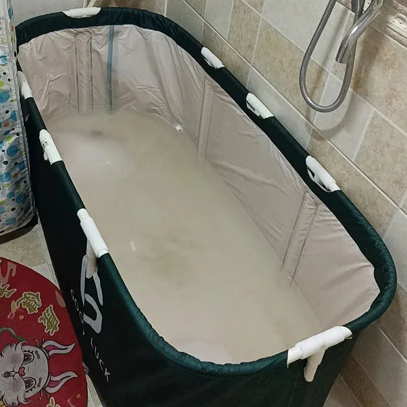 Portable Folding Bath Bucket Bathtub Large Capacity Bathroom Ice Bath Winter Shower Bathing Artifact Free Installation Bathtub Q