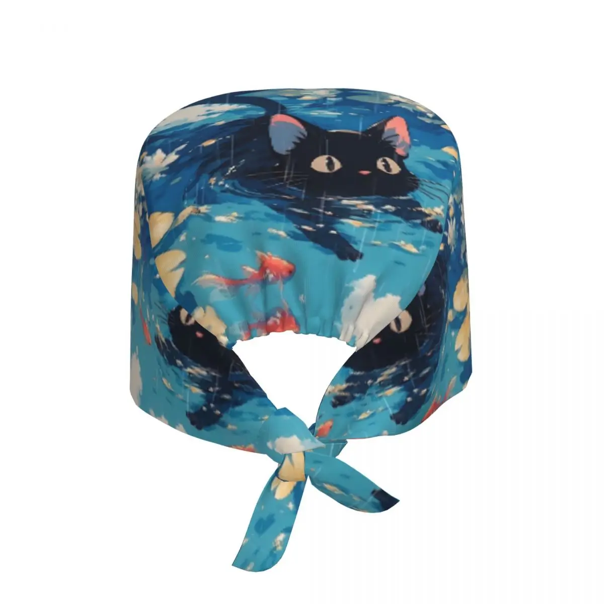 Custom Art Vincent Van Gogh Scrubs Cap Surgical Hats Women Oil Painting Cute Cat Operating Room Cap Nursing Cap Lab Works Hat
