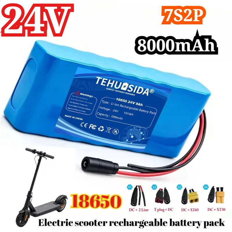 24V8000mAh 18650-7S2P Lithium-ion Rechargeable Battery for Electric Scooters and Balance Scooters