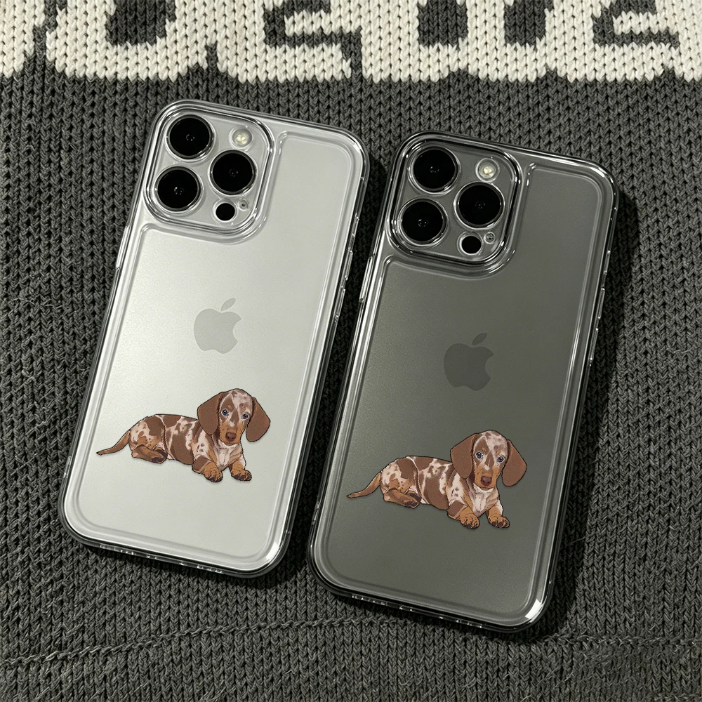 

Cute Dachshund Phone Case For iPhone 17 16 15 11 12 14 13 Pro Max Mini XS X XR 7 Plus 17E Shockproof Transparent Cover Fundas