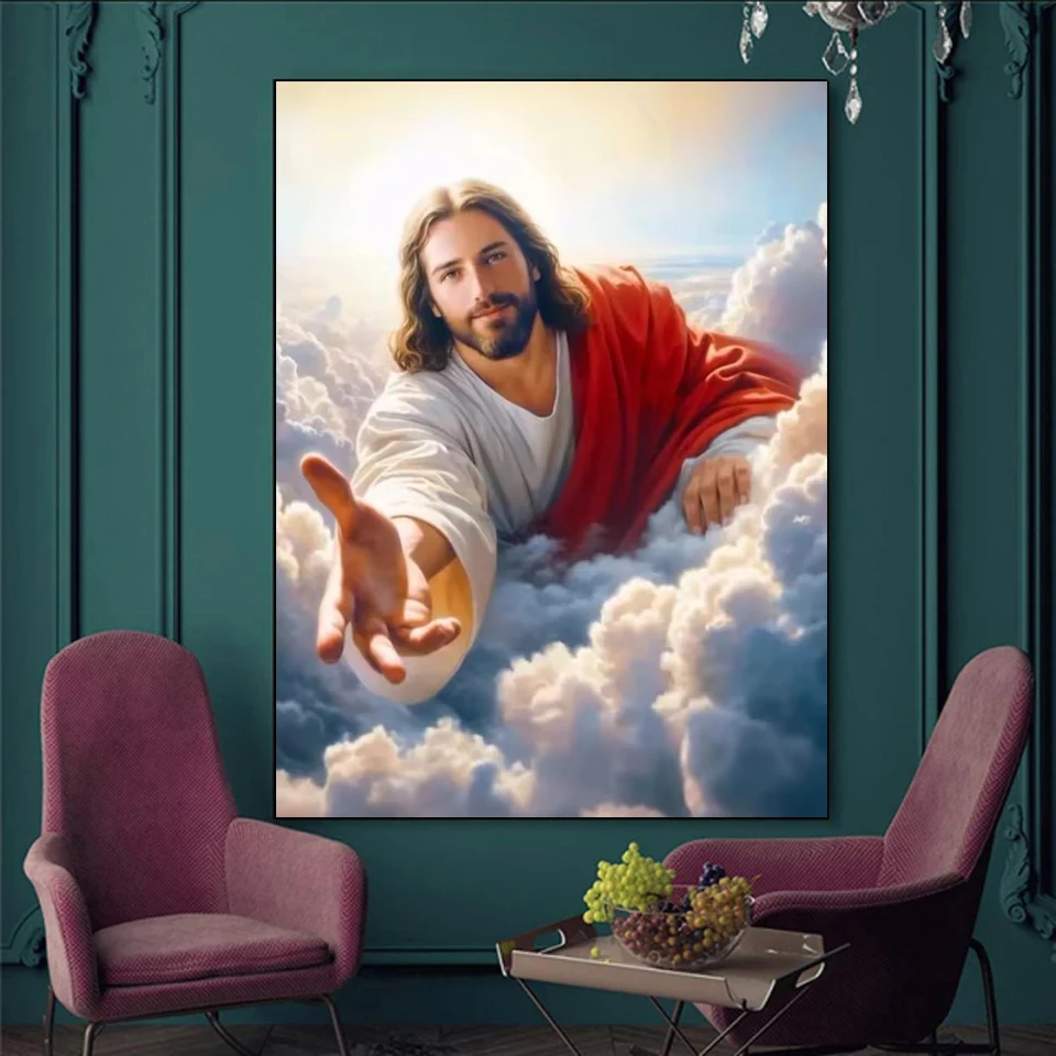 New Arrivals Diamond Painting Jesus Cross Religious  Adult Gift Full Square Round Mosaic Art Wall Decoration Craft Kit Sale