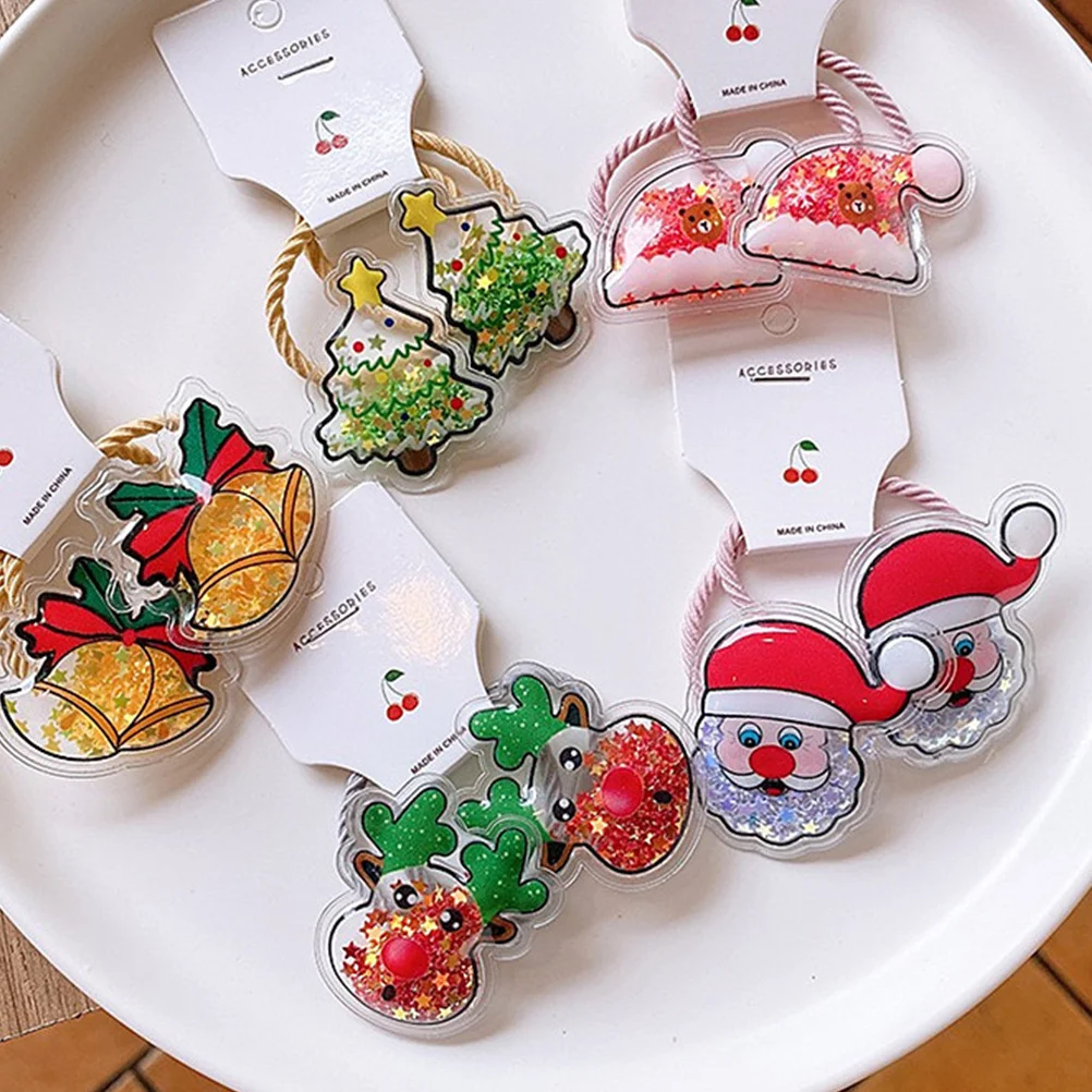 

10Pcs Christmas Hair Accessories Festive Hair Ring for Stretchy Ponytail Holder Perfect Gift for Holiday Party Use