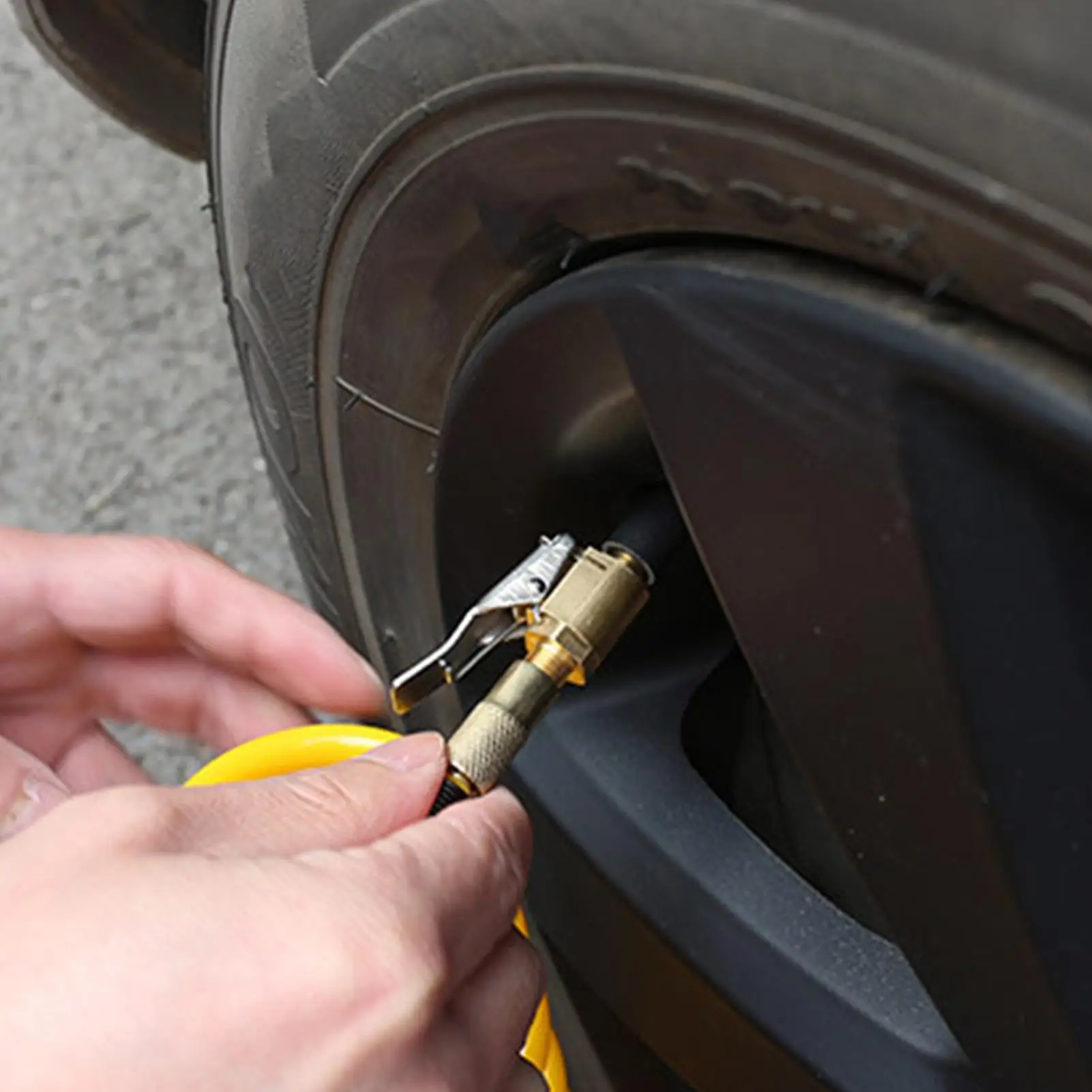 Air Chuck No Leakage Tire Chuck Brass Air Chuck Multifunctional Tire Chuck Heavy Duty Lock On Tire Inflator Chuck with Clip