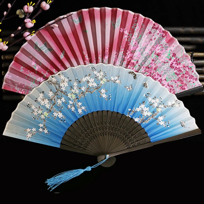 Verão dobrável fã, ventilador dobrável, estilo japonês, hanfu chinês