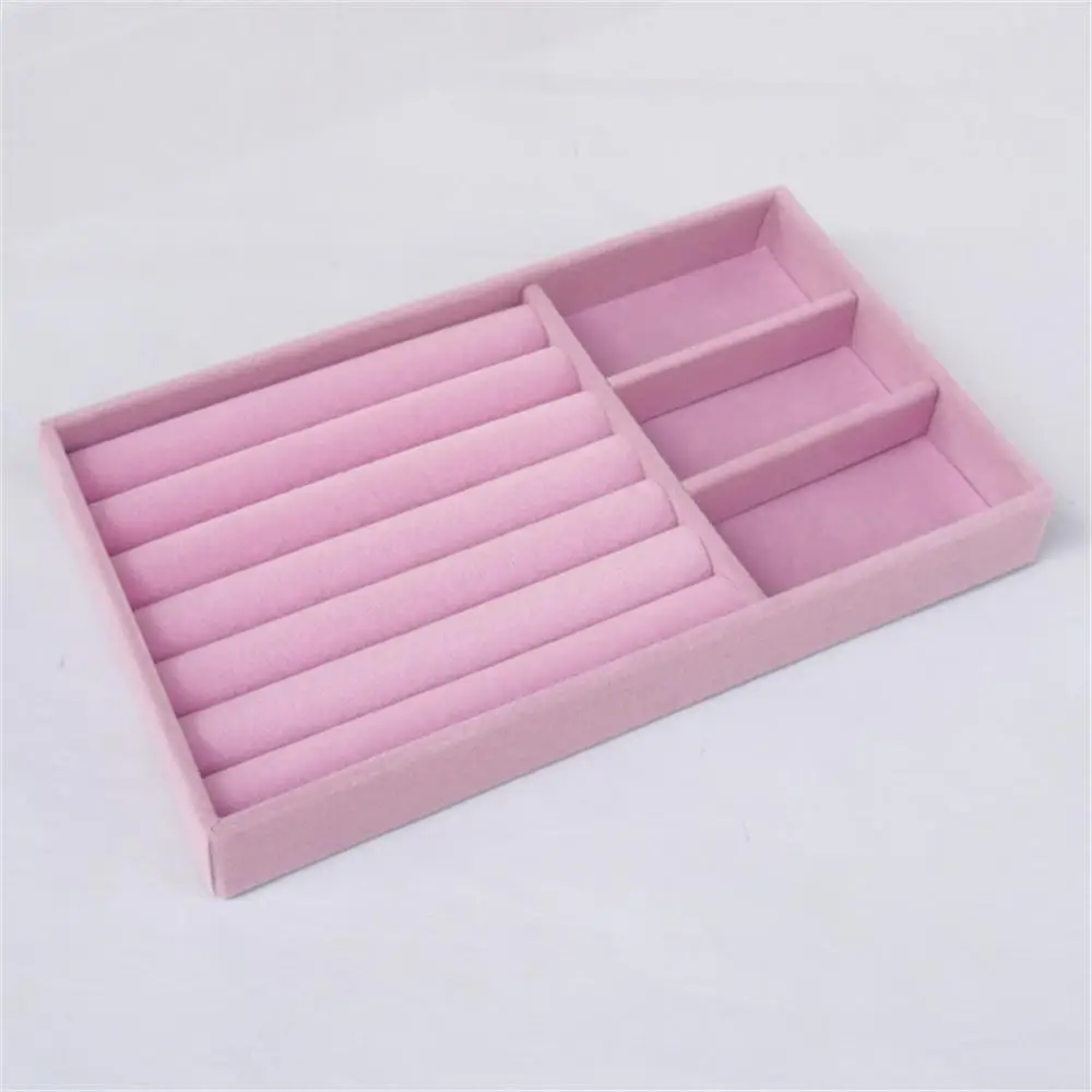 Portable Velvet Jewelry Box Jewelry Tray Ring Necklace Pendant Bracelet Display Organizer Box Jewelry Storage Case Showcase