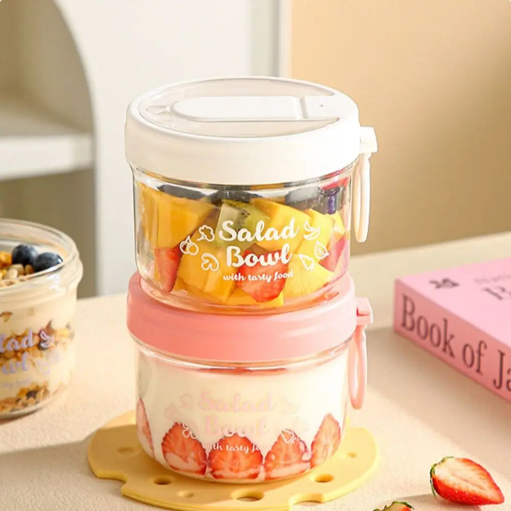

New 740ml Breakfast Cups Seal Leak Proof Yogurt Bowl Handheld Reusable Oats Container for Oatmeal Cereal Nut Yogurt
