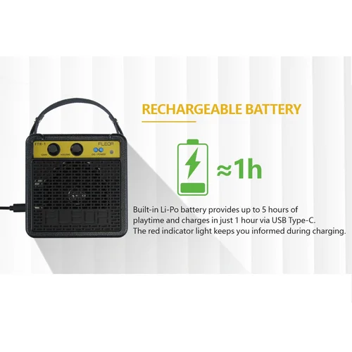 Imagen 2 del producto FLEOR Mini amplificador de guitarra eléctrica 5W Amp Li-Po batería recargable 6,35mm entrada 3,5mm salida de auriculares ganancia y Control de volumen