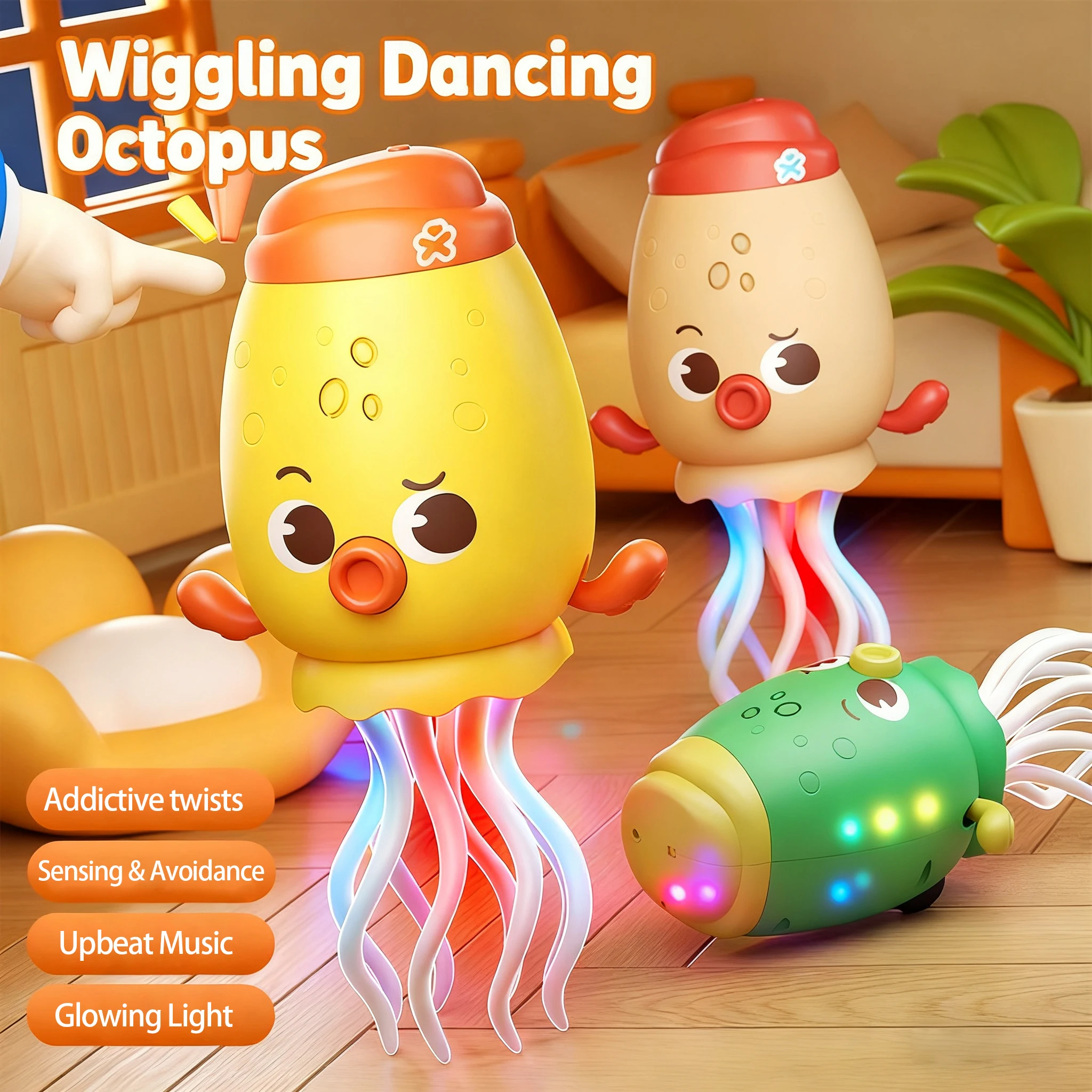 Kinderen Dansen Octopus Elektrische Automatische Inductie Obstakel Vermijden Inktvis Speelgoed Met Hengel Fidget Games Kruipen Speelgoed