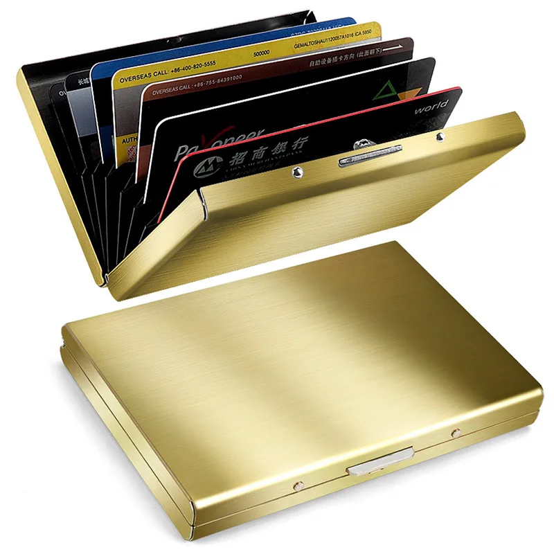 6/10 Card Slots Storage Box Driver License Storage Card Holder Stainless Steel Anti-Theft Brush bank Credit Card Metal Card Bag