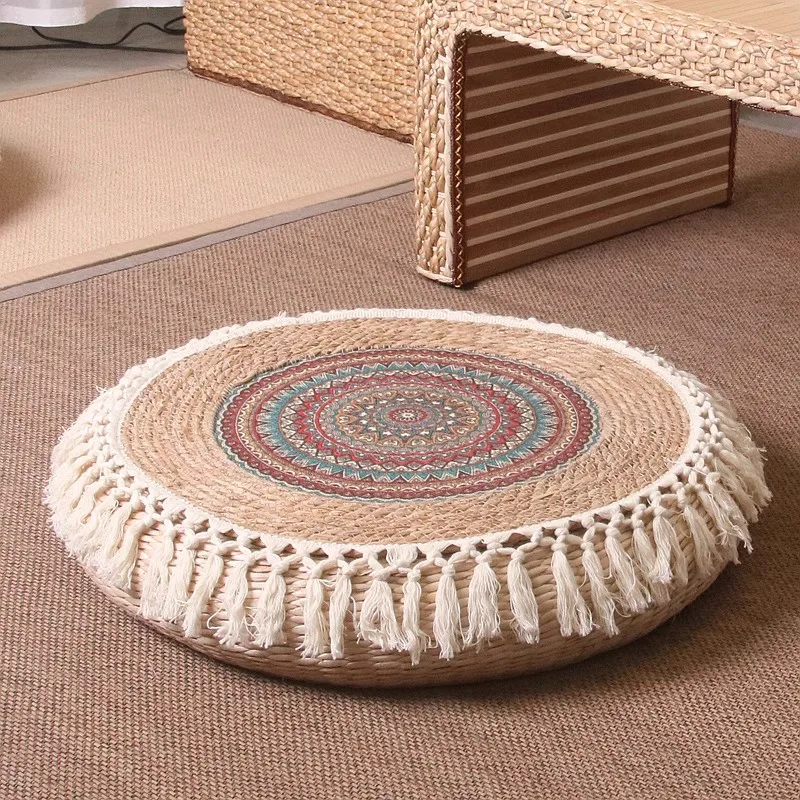 Straw futon cushion meditation meditation mat yoga health ground cushion balcony straw cushion