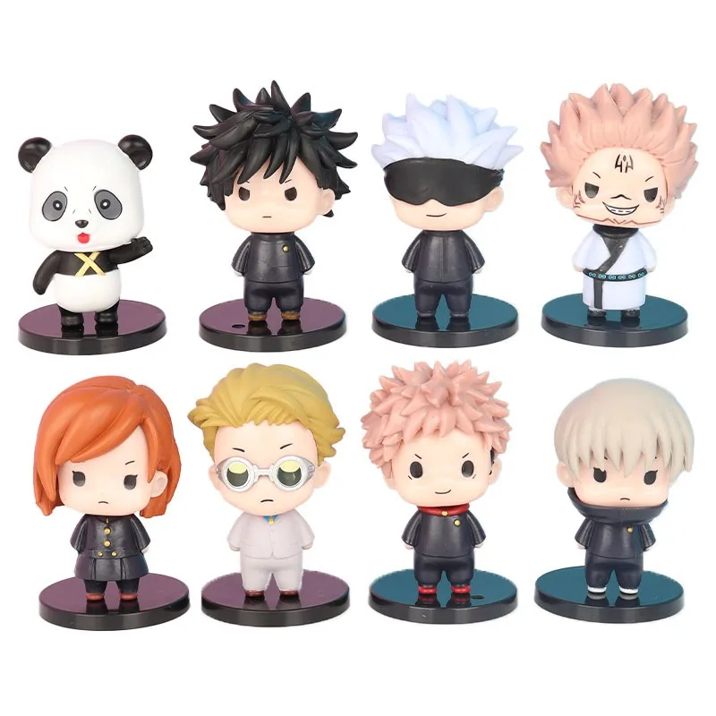 

8pcs Q Version Jujutsu Kaisen Itadori Yuji Ryomen Sukuna Gojo Satoru Figure Cake Decoration Doll Desktop Car Ornaments Toy Gift