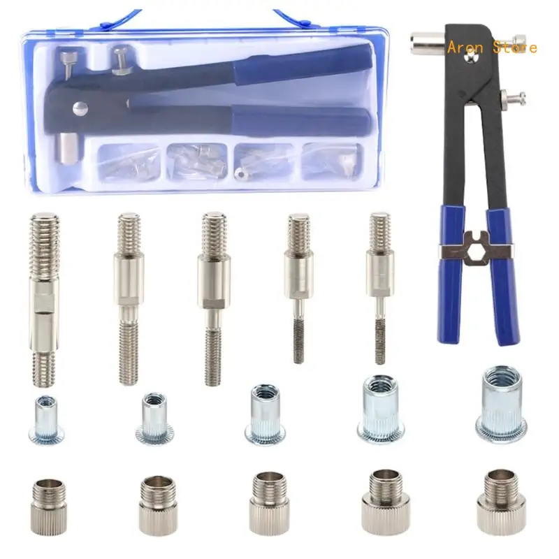 

86x Rivet Nut Tool Kits Rivnut Tool Blind Nut Rivet Guns Kits Wrench Threaded Insert Rivnut Nutserts 3/4/5/6/8 Set H3CF